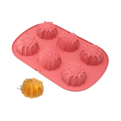 Image of CAKE DECOR 6 Cavity Sunflower Shape Silicone Mould for Chocolate Jelly Soap Baking Craft Reusable Flexible Mould for Kids and Adults, Silicone Tray