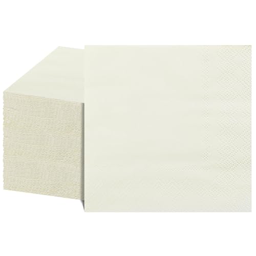 NatNarr 120 Pcs Cocktail Napkins Ivory Napkins Disposable Cream Dessert Beverage Napkin Beige Party Napkin for Wedding Baby Bridal Shower 5X5 Inch