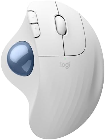 Logitech Ergo M575S Wireless Trackball Mouse, Wireless Ergonomic Mouse with Bluetooth and Encrypted Dongle, Comfortable Thumb Control, for PC/Mac - White