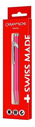 Stylo à bille à base d'huile Caran d'Ache 849 rose fluo 0849-690 : écriture nette sans bavure