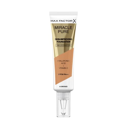 Max Factor Miracle Pure - Base de Maquillaje, Tono 80 Bronze, 30ml