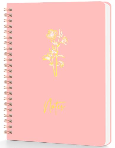 waliwalili Spiral Notebook College Ruled with Pockets, A5 5x8 Hardcover Journal with 120 Pages, Lined Notebook for Women, Perfect for School, Work, Note Taking & Personal Journaling (Pink)