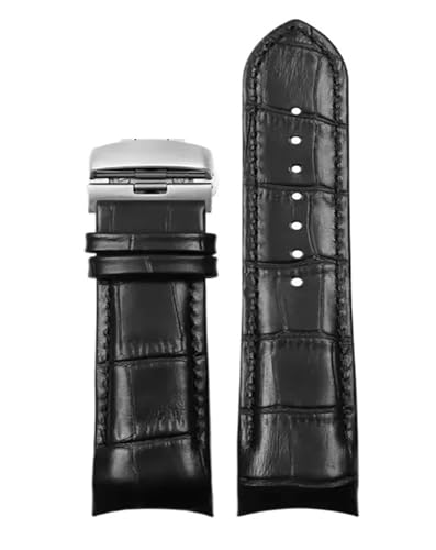 �J�[�u�G���h���U�[�E�H�b�`�X�g���b�v 22mm 23mm 24mm Tissot Couturier T035 T035T035617A T035439A �u���E�� �u���b�N �����Y�E�H�b�`�o���h�Ή�(Black-Silver,22mm)