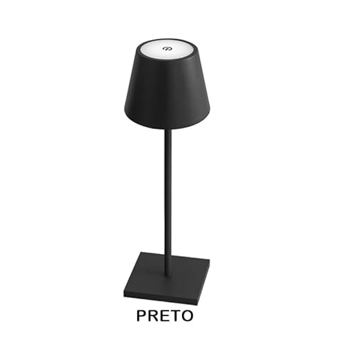 Luminária Abajur Mesa LED Touch Sem Fio Recarregável – Luz Ajustável com Controle de Intensidade, Pr