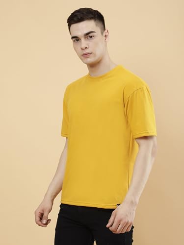Image of POCKMAN Oversized Fit Mens Round Neck Cotton Blend Half Sleeve Plain T-Shirts.