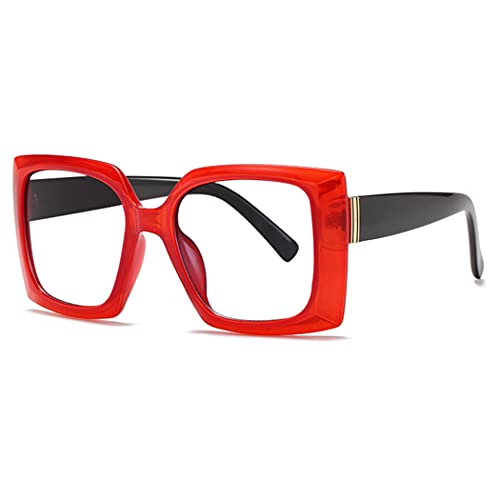 bullabulling Retro Square Blue Light Blocking Reading Glasses For Women Men Oversized Anti Anti Glare UV Eyewear… (red/black, 1.5)