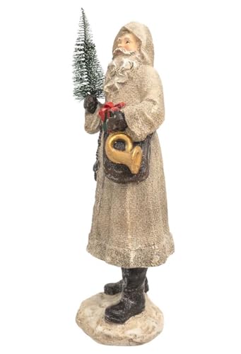 Image of Boston International Christmas Statue Tabletop Figurine Winter Holiday Decorations for Home, 13.25 inch, Santa with Trumpet