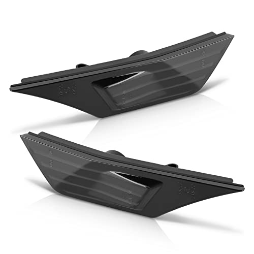 Gempro Side Marker Lights Housing Replacements for Honda Civic 2016-2021 Gen Civic Coupe Sedan Hatchback Front Marker Lamps Cover, Smoked Black Len