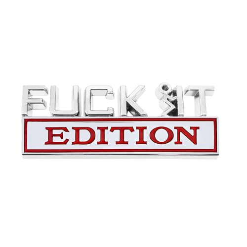 Image of Dickno Fuck It Edition Emblem for Car, Auto Fender Bumper Decoration Stickers, Vehicle 3D Side Fender Rear Trunk Decal Badge, Universal Exterior Accessories for Car (Silver & Red)