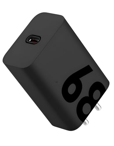 Image of ROMITAZ 68W Gan Turbo Power Fast C-Type Charger Compatible for Motorola Edge 60 Fusion /Edge 50 Fusion /Edge 50 Ultra /50 Pro /Razr 50 Ultra /Moto G45 /G54 /G64 /Moto E40 /Moto G35 & Other (Black)