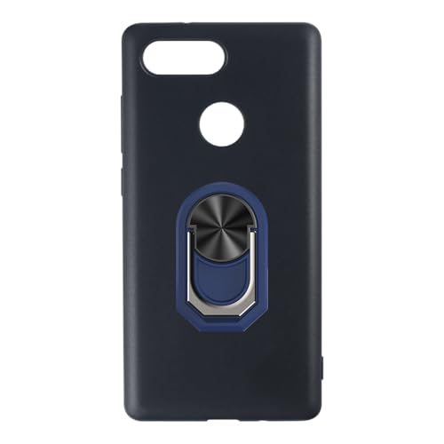 UOGNADGD Funda Flexible + Soporte para Dedo Compatible con ZTE Nubia Z17S Funda Antigolpes para Teléfono con Soporte Magnético Estilo Mecanizado (Negro + Azul)
