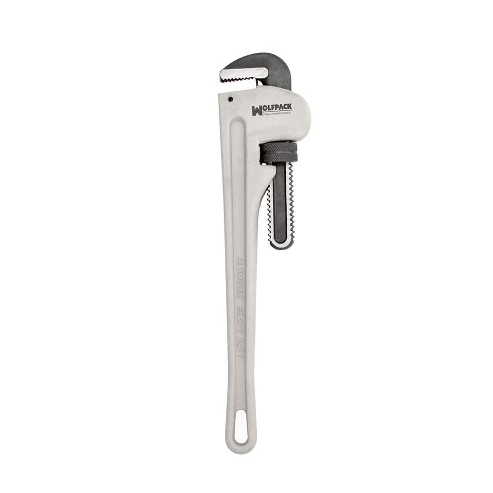 WOLFPACK LINEA PROFESIONAL Llave Stillson Heavy Duty Aluminio 18" Llave Para Tubos, Llave Plomeria, Llave Para Tuberias, Llave Grifa.