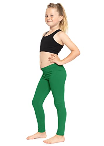 STRETCH IS COMFORT Girl's Cotton Leggings Kelly Green Small