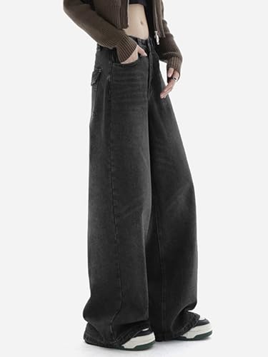 EMMIOL Women Baggy Jeans Wide Leg Mid-Low Waist Jeans Loose Boyfriends Jeans 90s Denim Pants with Pockets4