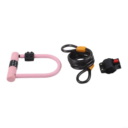 Antivol vélo en U rose avec câble en acier robuste et code à 4 chiffres