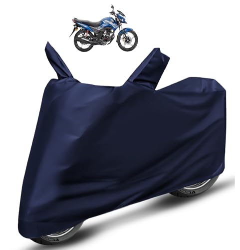 Image of Auto Hub Bike Cover Compatible with CB Shine SP with Mirror Pocket, Dustproof, Heat Resistant, Triple Stitched, CB Shine SP Bike Cover- Plain Navy
