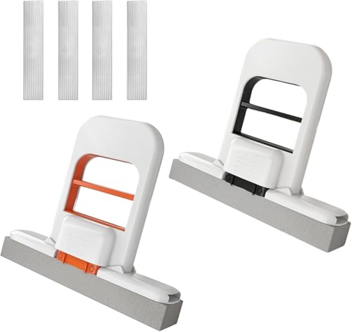 2 mini mop per desktop, mini scopa a frange, scopa in spugna portatile, contiene 4 testine di spugna di ricambio, adatto per pulire tavolini, vetri per auto e specchi