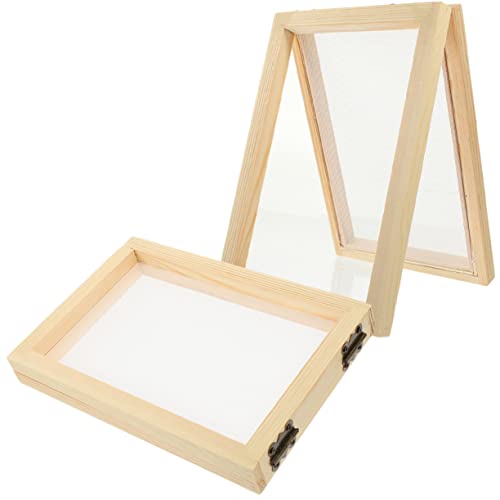 KALLORY Handmade Paper Craft 2pcs Paper Making Mould Screen for Boys and Girls' DIY Activity