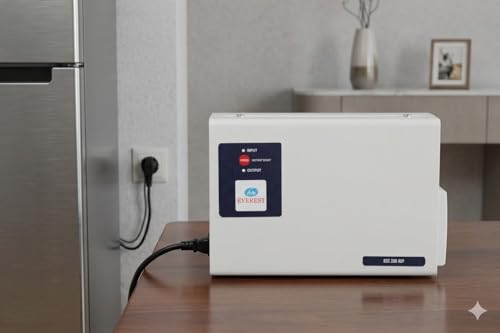 Image of Everest ECC 200 REF Voltage Stabilizer for Refrigerator up to 1000 Litre & Deep Freezer | Wall Mount, Noiseless Operation & Power Saver | 5 Years Warrenty | White (Working Range:130-290 VAC)