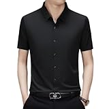 ZUOYIMEI Men Short Sleeve Men Light Summer Shirt Men Leisure Shirts Short Sleeve Men Functional Shirt Short Sleeve Men Linen Shirt Short Sleeve B-Black XXL