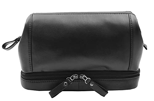 Articles de toilette sac de voyage en cuir pour kit de rasage noir