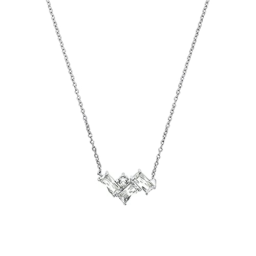 s.Oliver Kette mit Anhänger 925 Sterling Silber Damen Halsschmuck, mit Zirkonia synth., 42+3 cm, Silber, Baguette, Kommt in Schmuck Geschenk Box, 2032591