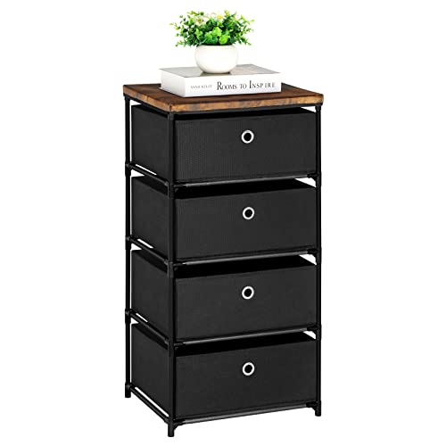 HAITRAL Fabric Storage Chest, Drawer Clothes Organizer – 4 Drawers Storage Organizer Unit for Closet, Easy Assembly Closet Dresser for Dorm, Bedroom, Hallway, Storage Bins (Black)
