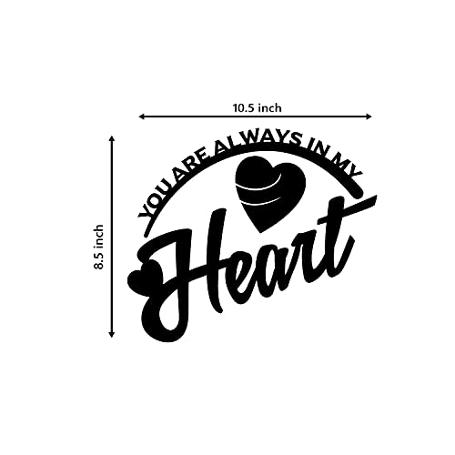 Image of eCraftIndia inchYou Are Always In My Heart Love Quote Black Black Engineered Wood Cutout Wall Art Decor - Ideal Gift For Loved Ones, Wife, Husband - Romantic Wall Hanging For Bedroom Or Living Room