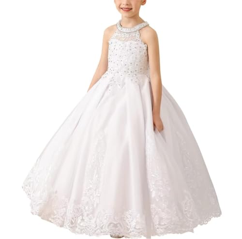 Flower Girl Dress Lace Appliques Pageant Dresses for Girls Beaded First Communion Dress Formal Ball Gowns3