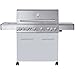 Produktbild Maxxus Gasgrill BBQ Chief Genius - 6 Edelstahl-Brenner, 24,2 Kw, Deckel mit Thermometer, Warmhalterost, Gusseisen-Grillrost, Seitenbrenner, Piezozündung - Grillwagen, Grillstation, BBQ Grill, Camping