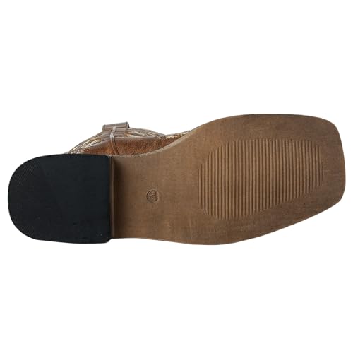 SheSole Women's Cowboy Cowgirl Boot Square Toe Western Mid Calf Boots4