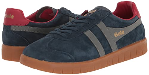 Image of Gola Men's Hurricane Suede Sneaker, Navy Ash Deep Red Gum, 8