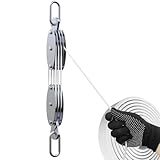 KITUYOTO Block and Tackle Pulley System 60FT Rope Pulley Hoist Pulley System for Garage Kayak and Deer Hoist with Rope Pulley for Nylon