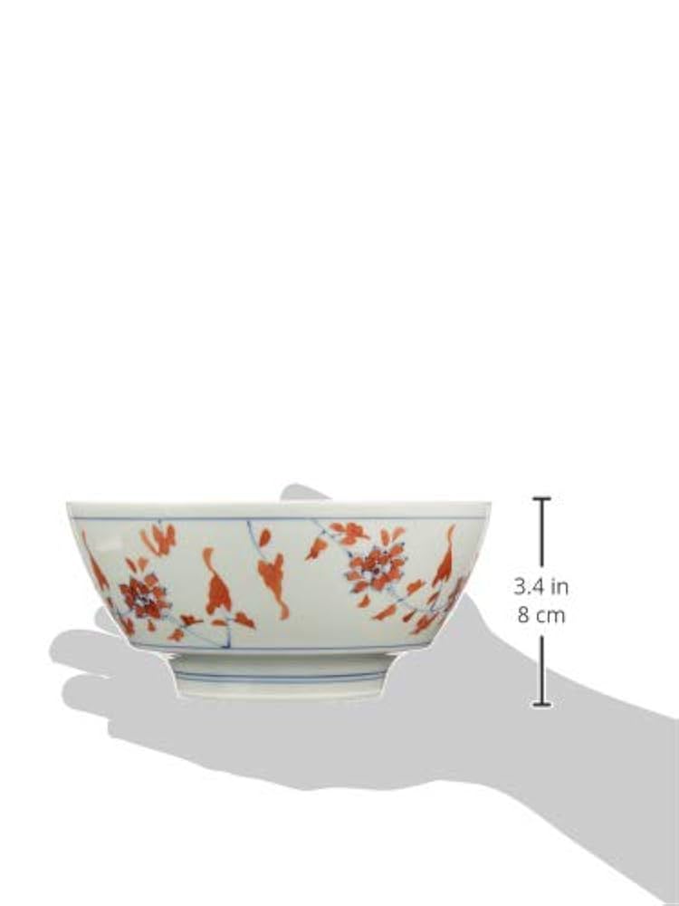 Amazon｜有田焼 文翔窯 「 究極の ラーメン鉢 」 赤花紋 直径約