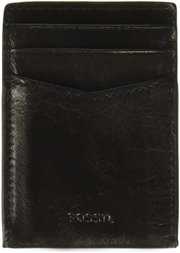 Fossil Men's Andrew Leather Magnetic Card Case with Money Clip Wallet, Black, (Model: ML4173001)