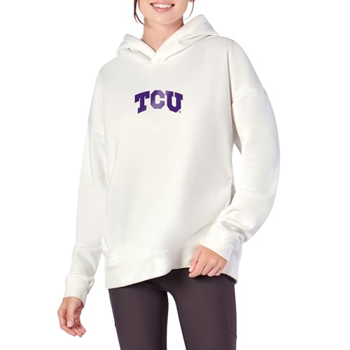 Northwest NCAA TCU Horned Frogs Women's Pullover Hoodie with Zipper Pockets, Long Sleeve Hooded Sweatshirt, Lightweight Casual Top, White, XX-Large