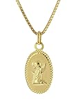 SEHR HÜBSCH: Schmuckset aus Engel-Anhänger mit geprägtem Rand aus 8-Karat-Gold 333 und vergoldeter Venezianer-Silberkette. Stärke Halskette 0,9 mm Größe Anhänger (ohne Ösen) 18 x 11 mm