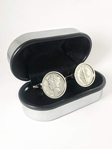 Mancuernillas con diseño moneda 1940 chapadas en rodio miniatura 5