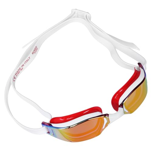 Phelps XCEED Gafas de natación de competición con espejo de titanio, edición limitada, lente roja/rojo/blanco