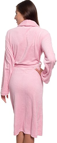 Silver Lilly Womens Bathrobe Plush Wrap Kimono Loungewear Gown (Pink, L/XL)