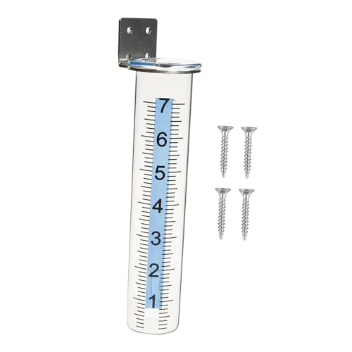 perfk Pluviómetro con Soporte de Montaje de Acero Inoxidable, medidor de Lluvia Profesional, Capacidad de 7 para terraza de Patio al Aire Libre