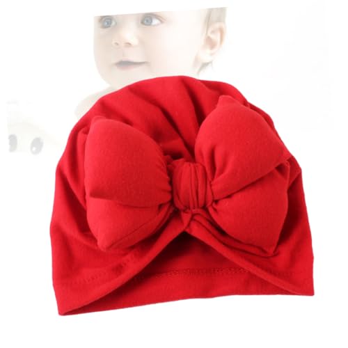 UPKOCH Newborn Bowknot Hat Adorable Photo Prop for Boy Girl Cap Fashion Headdress for Girl Red3