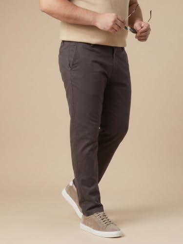 Image of Thomas Scott Men's Smart Plus Size Regular Fit Solid 100% Cotton Chinos Trouser with 4 Pockets | Woven Casual Pants