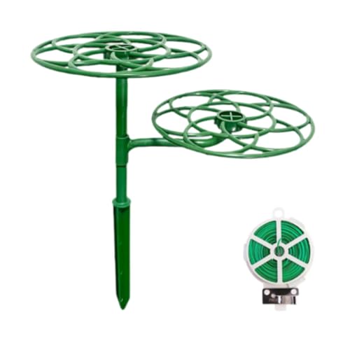 Fzaqwen Apoyo para La Planta Garden Stakes Green Plant Sport Flower Support Peony Support Cage para Peonies Tomates de Interior Rosas Jardín, 2 Niveles con Alambre