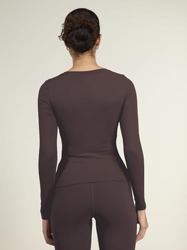 Image of CAVA Sculpt V Neck Top for Women | Snug Sculpted Fit, Long Sleeves, Flattering V Neckline, Minimal Branding, Everyday Activewear Tee