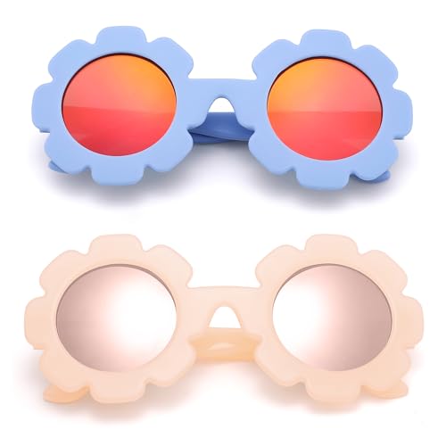 Image of Hycredi Flexible Bendable Flower Baby Polarized Sunglasses with Strap for Newborn Infant Girls Age 0-24 Months