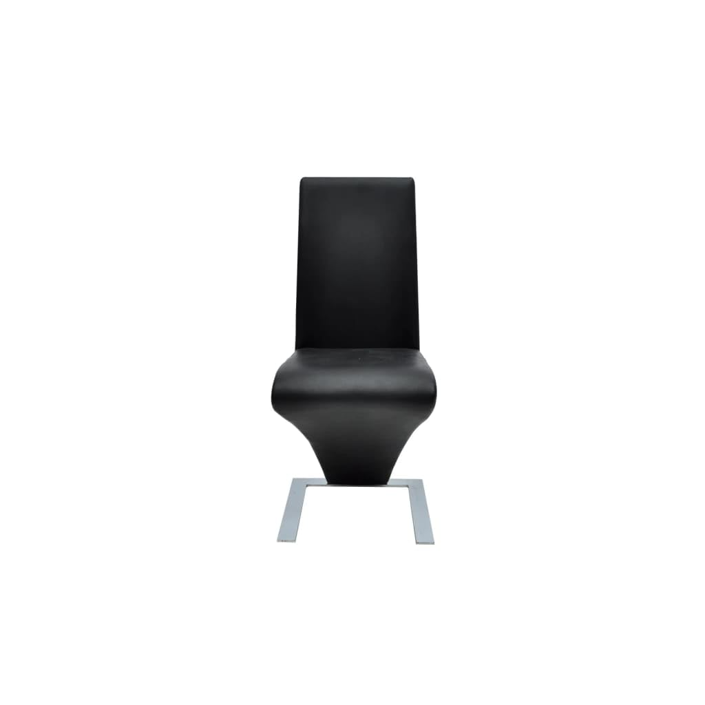 Krzesło do jadalni, zestaw 4 sztuk, czarne, sztuczna skóra, tapicerowane krzesła z podłokietnikami, ergonomicznie wyściełane, nowoczesne wzornictwo, stabilne chromowane nóżki, wygodne