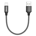 RAVIAD iPhone Cable Short [1FT/30CM, MFi Certified] Nylon Braided iPhone Charger Cable USB Fast Charging Lightning Cable for iPhone 13 12 11 Pro Max X XS XR 10 8 8 7 Plus 6 6s 5s 5 SE 2020 - Black
