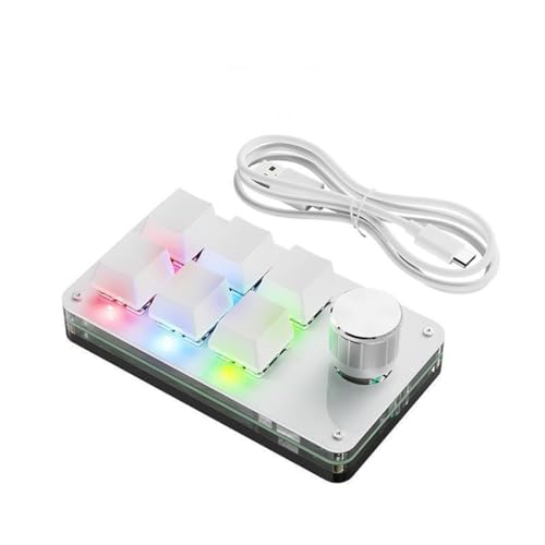 プログラマブル 左手キーボード 4/6/9/12キー ショートカット片手キーボード ゲーミング 有線/Bluetooth メカニカル マクロ 互換性 Windows&Mac対応 オフィスワーカー プログラマー デザイナー (6つのキー+ノブ+RGB+USB