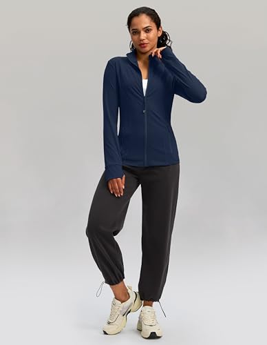 G Gradual Women's Zip Up Workout Jackets with Pockets Slim Fit Cottony Soft Jacket for Running Athletic Yoga